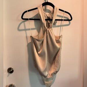 Champagne Silk Halter Bodysuit